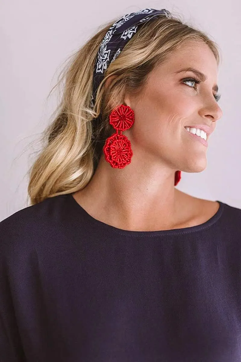 Statement Beaded Drop Earrings for Women Layered Bead Dangle Earrings
