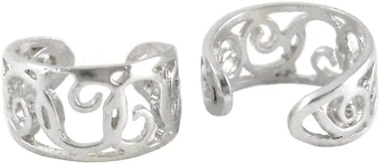 Sterling Silver Bold Spirals Open Ear Cuff Earring, One Piece