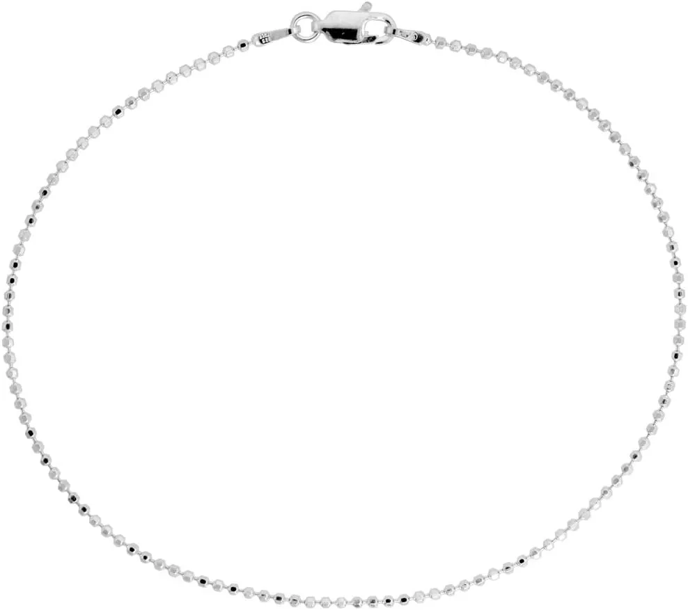 Sterling Silver Faceted Pallini Bead Ball Chain Necklaces & Bracelets 1.5mm Nickel Free Italy, 7-30 inch