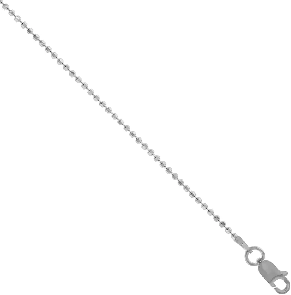 Sterling Silver Faceted Pallini Bead Ball Chain Necklaces & Bracelets 1.5mm Nickel Free Italy, 7-30 inch