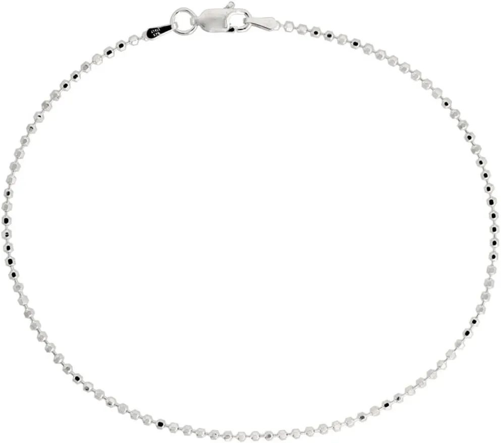 Sterling Silver Faceted Pallini Bead Ball Chain Necklaces & Bracelets 1.8mm Nickel Free Italy, 7-30 inch