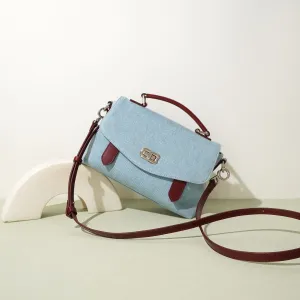 Summer Denim & Leather Women’s Briefcase-Style Shoulder Bag - Lightweight Fashion Tote