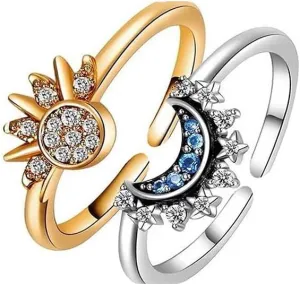 Sun & Moon Rings - Couple Set, Simple Love Rings for Women & Men