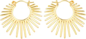 Sunburst-Style Hinged Hoop Earrings Trendy Statement Chunky Textured Huggie Earrings