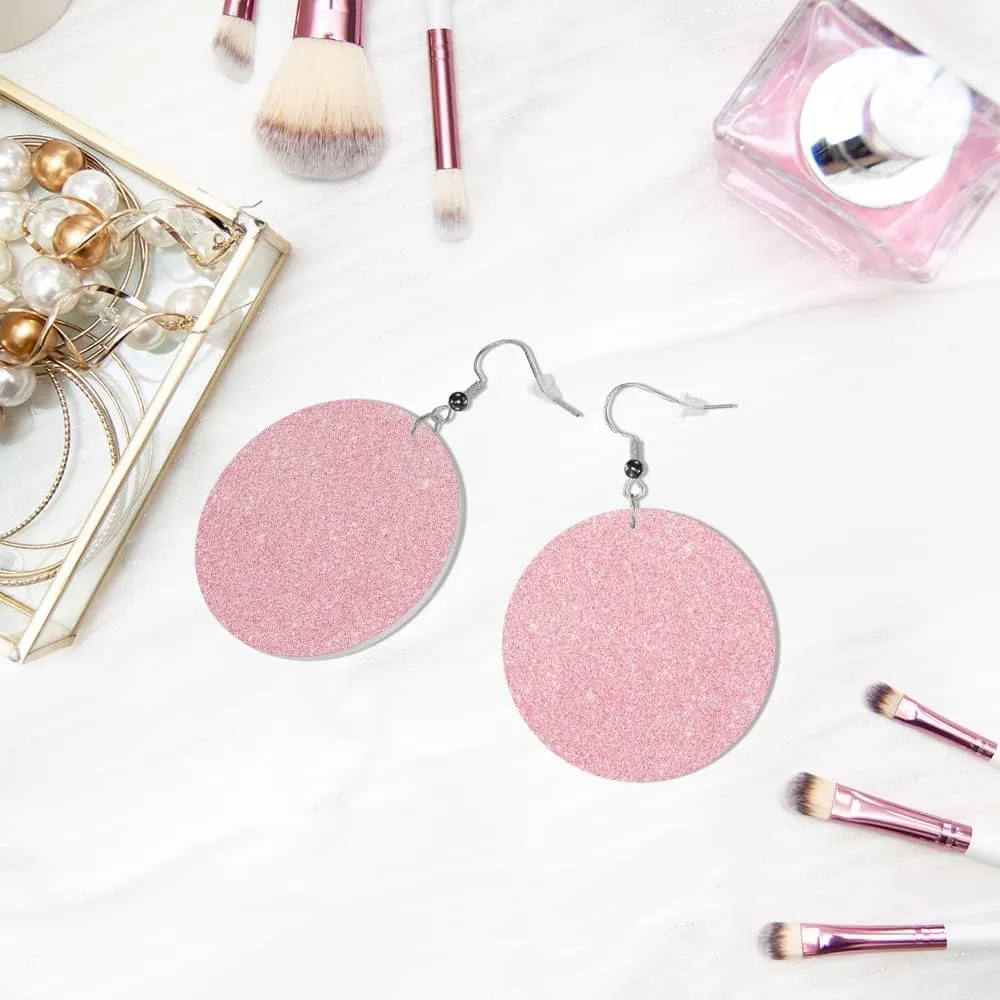 Swono Color Watercolor Round Faux Leather Earrings for Women Abstract Art Magic Cloud Romance Simple Delicate Lightweight Double-Side Printed Drop Dangle Earring for Birthday Party Gift