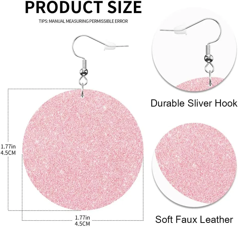 Swono Color Watercolor Round Faux Leather Earrings for Women Abstract Art Magic Cloud Romance Simple Delicate Lightweight Double-Side Printed Drop Dangle Earring for Birthday Party Gift