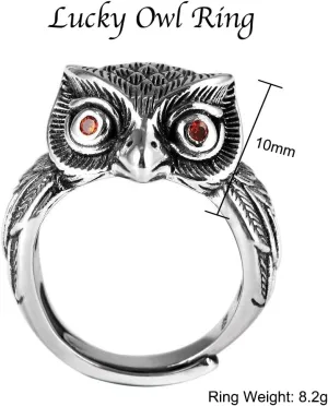 Thai Silver Ring Gothic Retro Adjustable Rings For Men Women Punky Style Expandable Finger Charm Chunky Owl Dragon Brass Rings Hip Hop Personalized Animal Lucky Vintage Jewelry