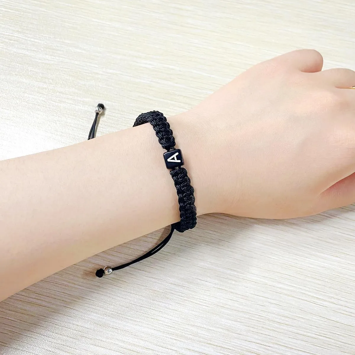 Uloveido Letter A-Z Black String Bracelets for Women and Men, Adjustable Handmade Braided Woven Cuff Surfer Beach Wrap Bracelet Friendship