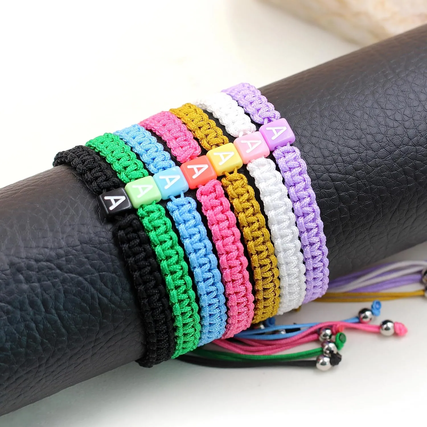 Uloveido Letter A-Z Black String Bracelets for Women and Men, Adjustable Handmade Braided Woven Cuff Surfer Beach Wrap Bracelet Friendship
