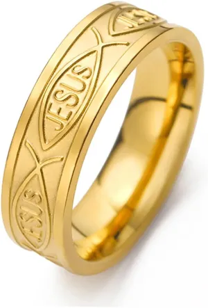 UNIFT Jesus Fish Ring for Women Men Stainless Steel Simple Ichthus Christian Fish Symbol Faith Rings Christian Jewelry