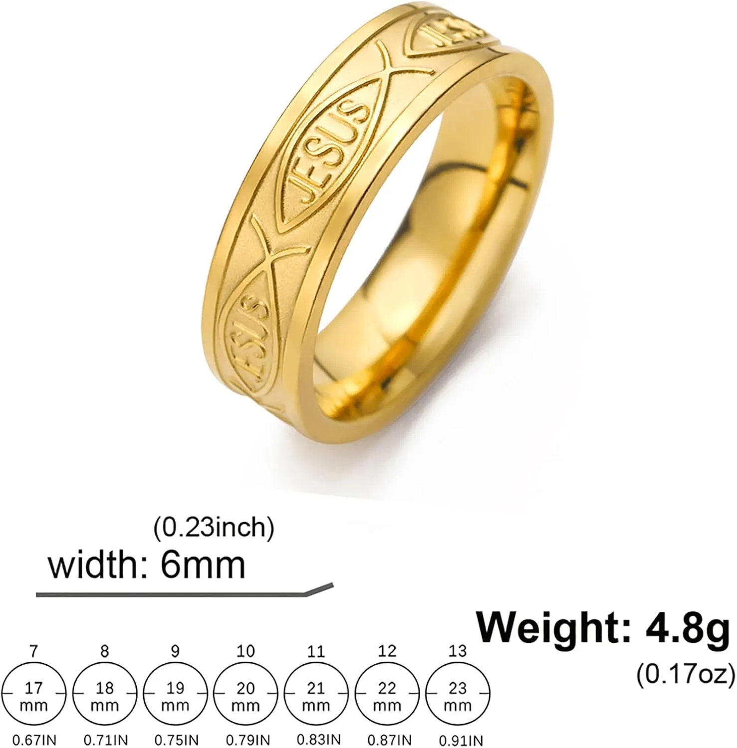 UNIFT Jesus Fish Ring for Women Men Stainless Steel Simple Ichthus Christian Fish Symbol Faith Rings Christian Jewelry