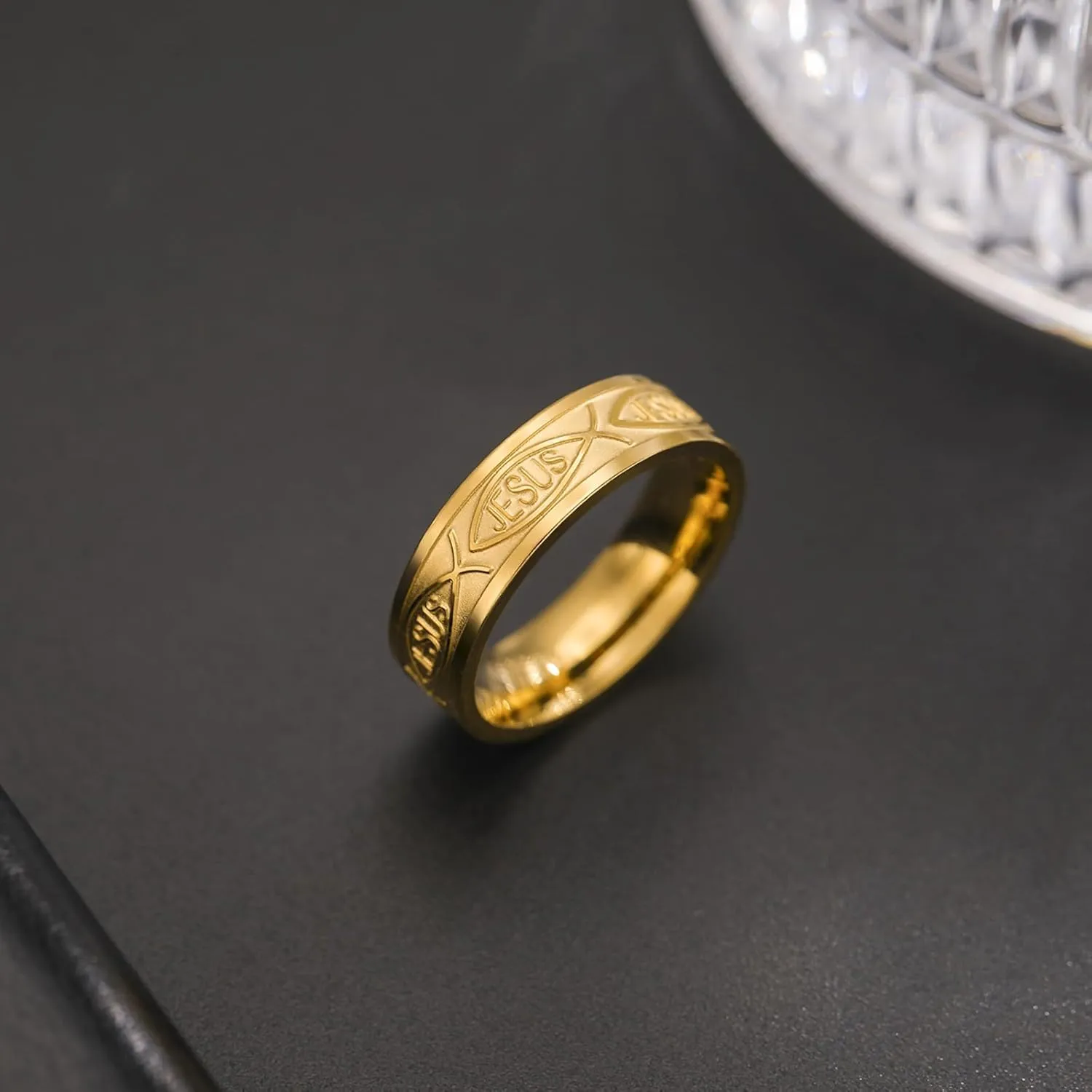UNIFT Jesus Fish Ring for Women Men Stainless Steel Simple Ichthus Christian Fish Symbol Faith Rings Christian Jewelry