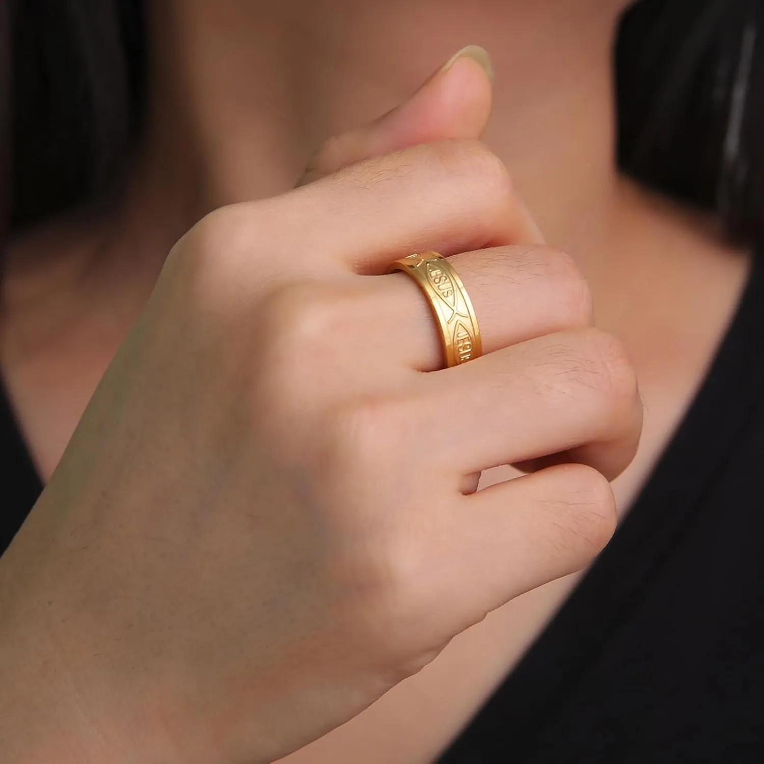 UNIFT Jesus Fish Ring for Women Men Stainless Steel Simple Ichthus Christian Fish Symbol Faith Rings Christian Jewelry