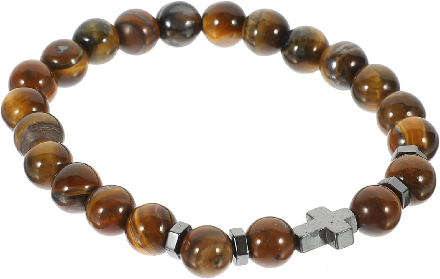 Unique Cross Bracelet Stretchable Men's and Catholic Prayer Bead Jewelry