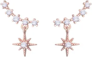 Unique CZ Star Dangle Cuff Earrings for Women Teen Girls Sterling Silver Small Cute Crystal Diamond Climber Crawler Stud Drop Wedding Jewelry Hypoallergenic Delicate Birthday Christmas GITS