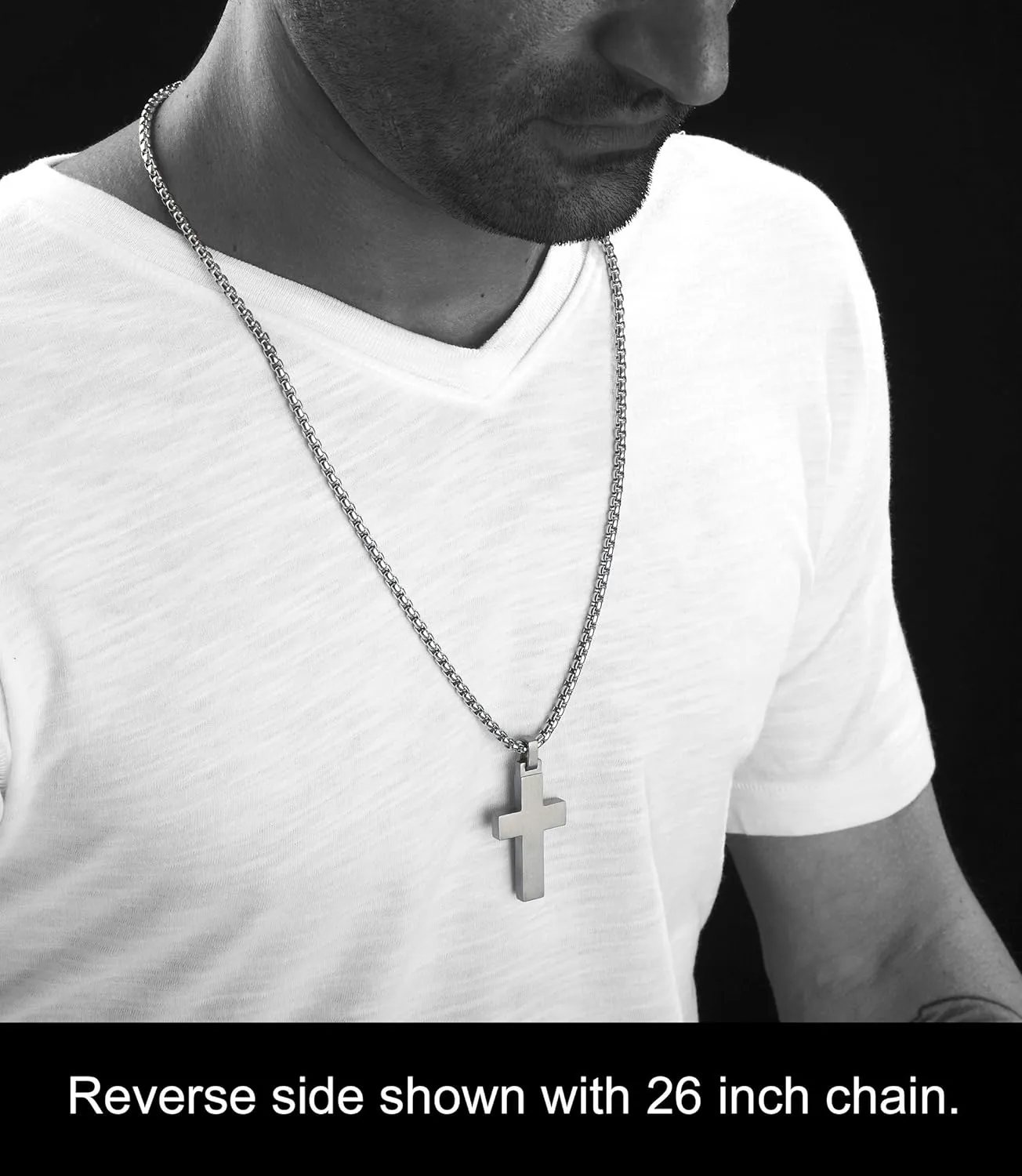 Unique GESTALT Titanium Cross Necklace with Black Carbon Fiber Inlay.