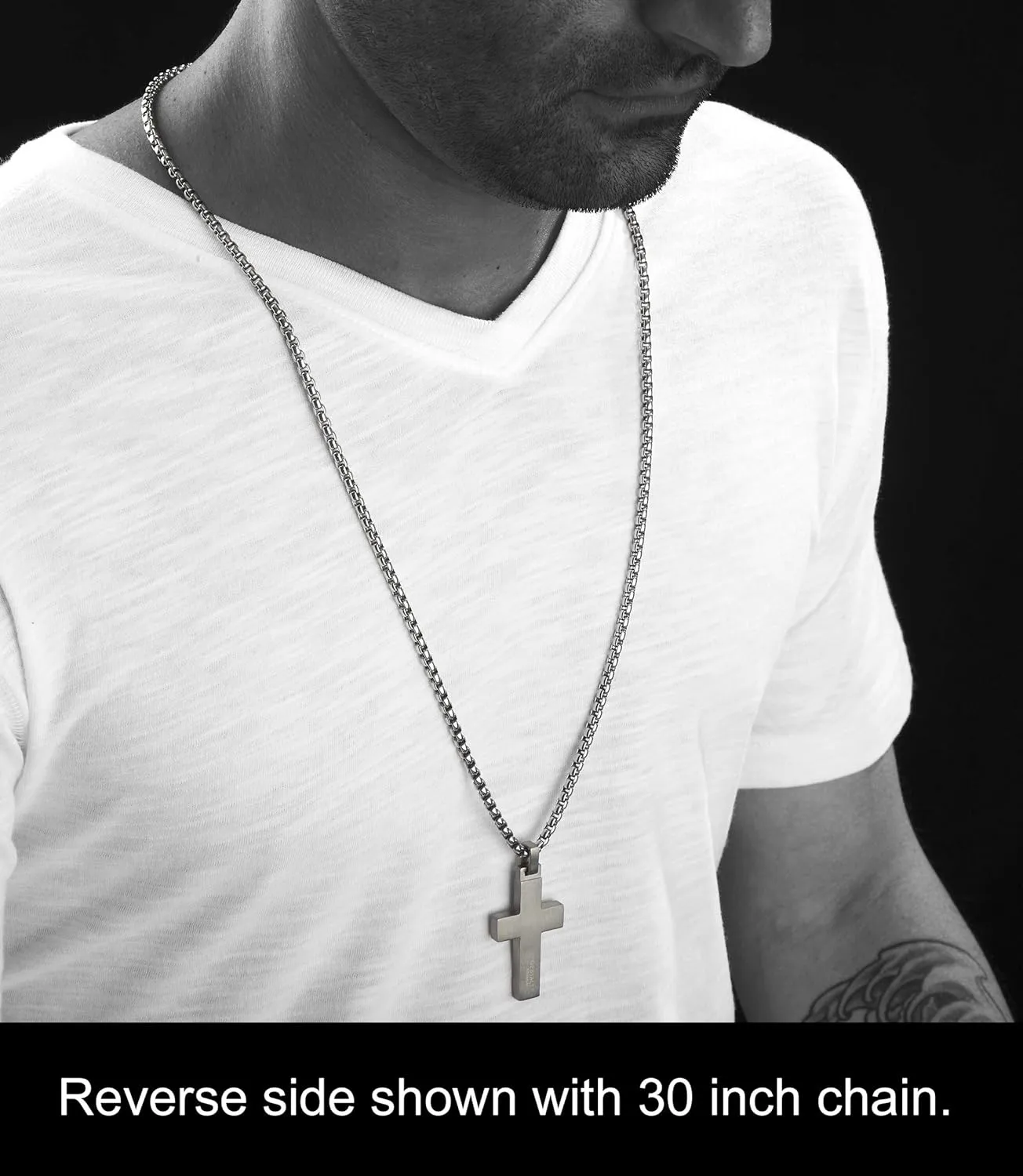 Unique GESTALT Titanium Cross Necklace with Black Carbon Fiber Inlay.