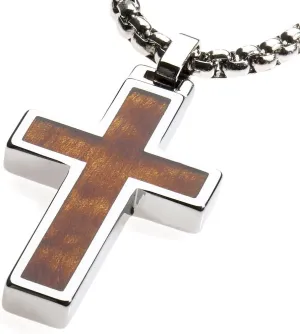 Unique GESTALT Tungsten Cross Pendant with 4mm Surgical Stainless Steel Box Chain.