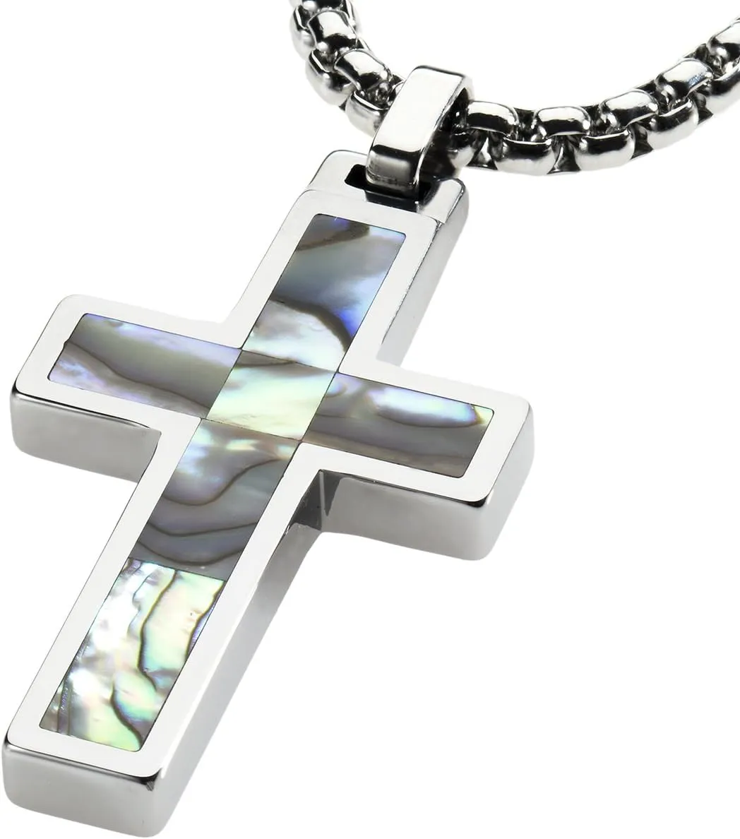 Unique GESTALT Tungsten Cross Pendant with 4mm Surgical Stainless Steel Box Chain.
