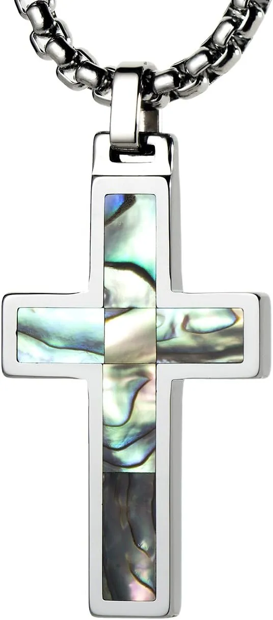 Unique GESTALT Tungsten Cross Pendant with 4mm Surgical Stainless Steel Box Chain.