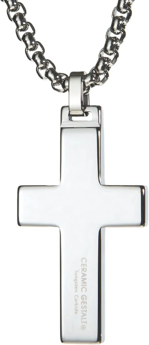 Unique GESTALT Tungsten Cross Pendant with 4mm Surgical Stainless Steel Box Chain.