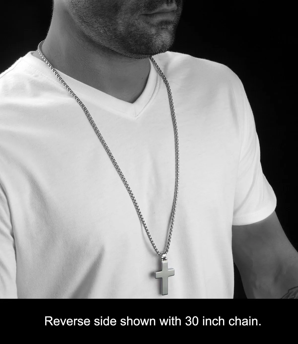 Unique GESTALT Tungsten Cross Pendant with 4mm Surgical Stainless Steel Box Chain.