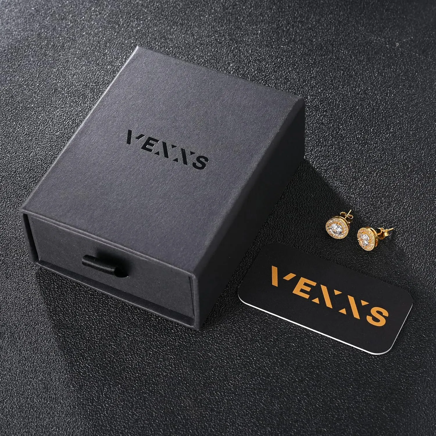 VEXXS Diamond Stud Earrings for Men, S925 Sterling Silver 14K Real Gold Plated Iced Out Earrings Micro Pave 5A CZ Stones Mens Studs, Hypoallergenic