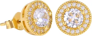 VEXXS Diamond Stud Earrings for Men, S925 Sterling Silver 14K Real Gold Plated Iced Out Earrings Micro Pave 5A CZ Stones Mens Studs, Hypoallergenic