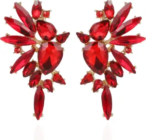 Vintage Rhinestone Statement Earrings for Women Fashion Bling Colorful Crystal Cluster Drop Dangle Earrings