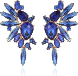 Vintage Rhinestone Statement Earrings for Women Fashion Bling Colorful Crystal Cluster Drop Dangle Earrings