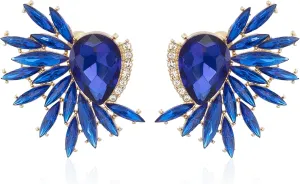 Vintage Rhinestone Statement Earrings for Women Fashion Bling Colorful Crystal Cluster Flower Drop Dangle Earrings