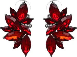 Vintage Rhinestone Statement Earrings for Women,Retro Fancy Cluster Crystal Drop Dangle Earrings Fashion Bling Colorful Earrings