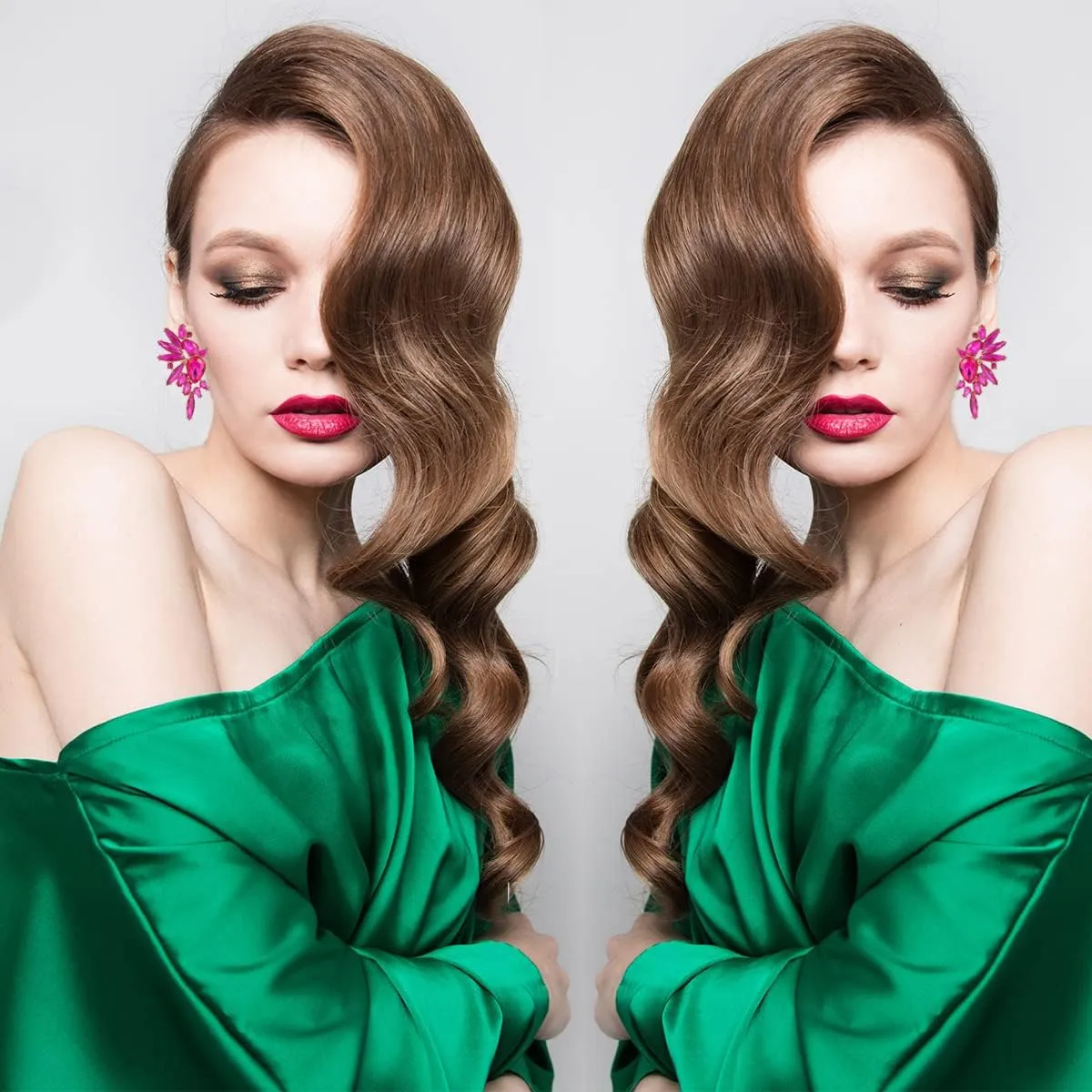 Vintage Rhinestone Statement Earrings Retro Big Cluster Crystal Drop Dangle Earrings for Women