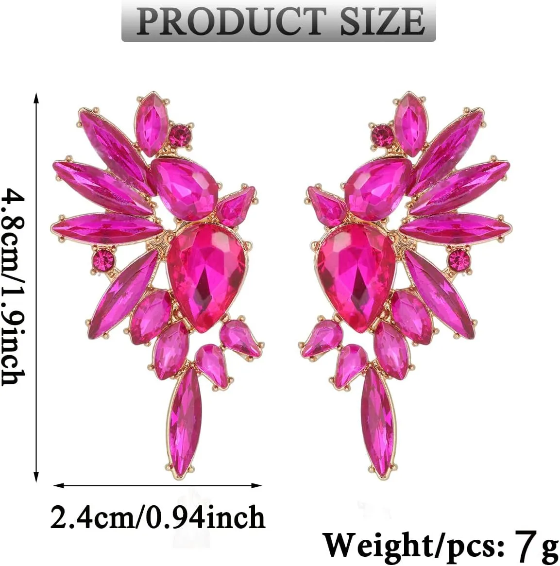 Vintage Rhinestone Statement Earrings Retro Big Cluster Crystal Drop Dangle Earrings for Women