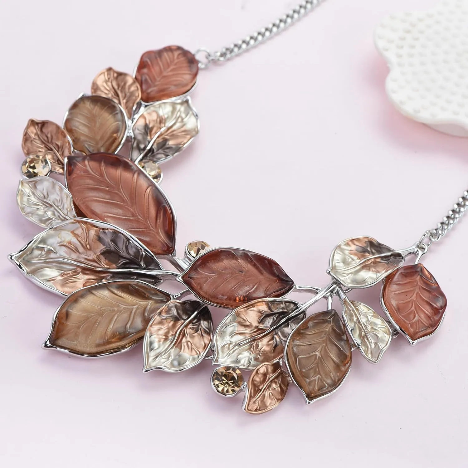 Vintage Statement Jewelry Set Leaf Floral Bohemian Boho Statement Necklace Earring Set Crystal Fashion Costume Jewelry