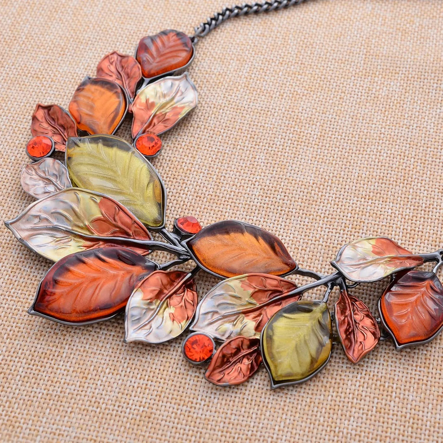 Vintage Statement Jewelry Set Leaf Floral Bohemian Boho Statement Necklace Earring Set Crystal Fashion Costume Jewelry