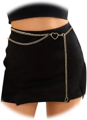 Waist Chain Belt for Women Fashion Multilayer Chain Belt Y2K Style Heart Waist Body Jewelry for Dress
