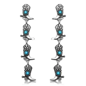 Western Earring for Women Vintage Turquoise Cowgirl Cowboy Boot Dangle Earrings Western Rodeo Country Concert Outfits Jewelry Accessories