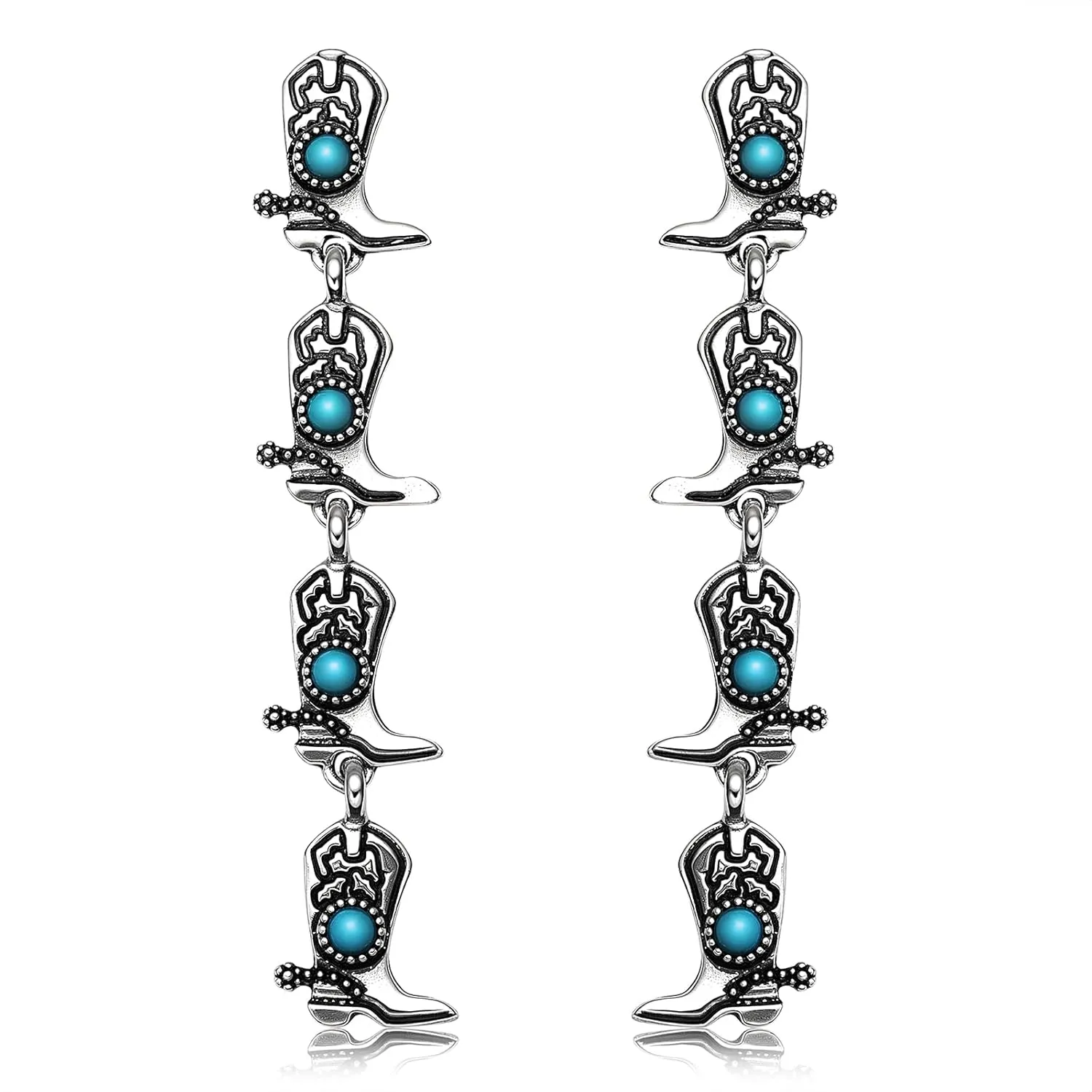 Western Earring for Women Vintage Turquoise Cowgirl Cowboy Boot Dangle Earrings Western Rodeo Country Concert Outfits Jewelry Accessories