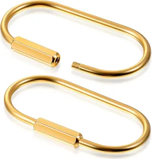 WILLBOND Brass Key Ring Gold Screw Lock Clip Key Ring Chain Durable Simple Brass Keychain Holder (Small)
