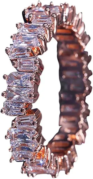 Womens Luxury Rings, Retro Simple Metal Irregular Vertical Bar Zircon Couple Ring