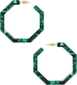 wowshow Acrylic Resin Hoop Earrings for Women Statement Fashion Geometric Octagon Earrings