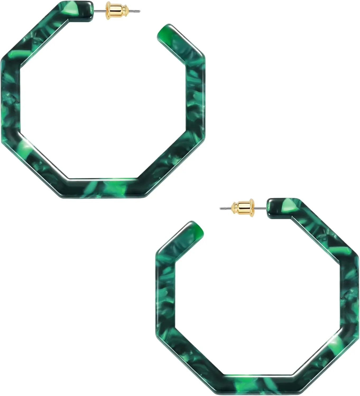 wowshow Acrylic Resin Hoop Earrings for Women Statement Fashion Geometric Octagon Earrings