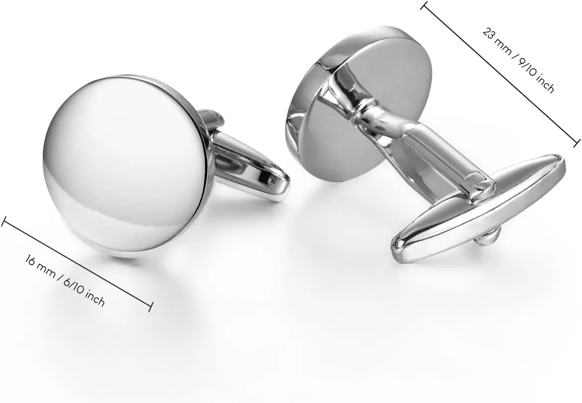 wynameleri Classic Cufflink Round Tuxedo Wedding Business Parts Blanks Black Cuff Link Button for Men