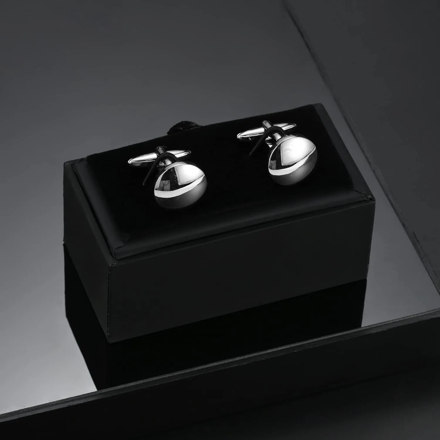 wynameleri Classic Cufflink Round Tuxedo Wedding Business Parts Blanks Black Cuff Link Button for Men