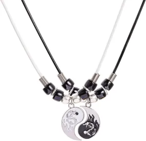 XAM 2 PCS Yin Yang Pendant Necklace Set Friendship Couple BFF Necklaces TaiChi Fish Necklace Jewelry Set Dragon Matching Unique TaiChi Fish Couple Necklace