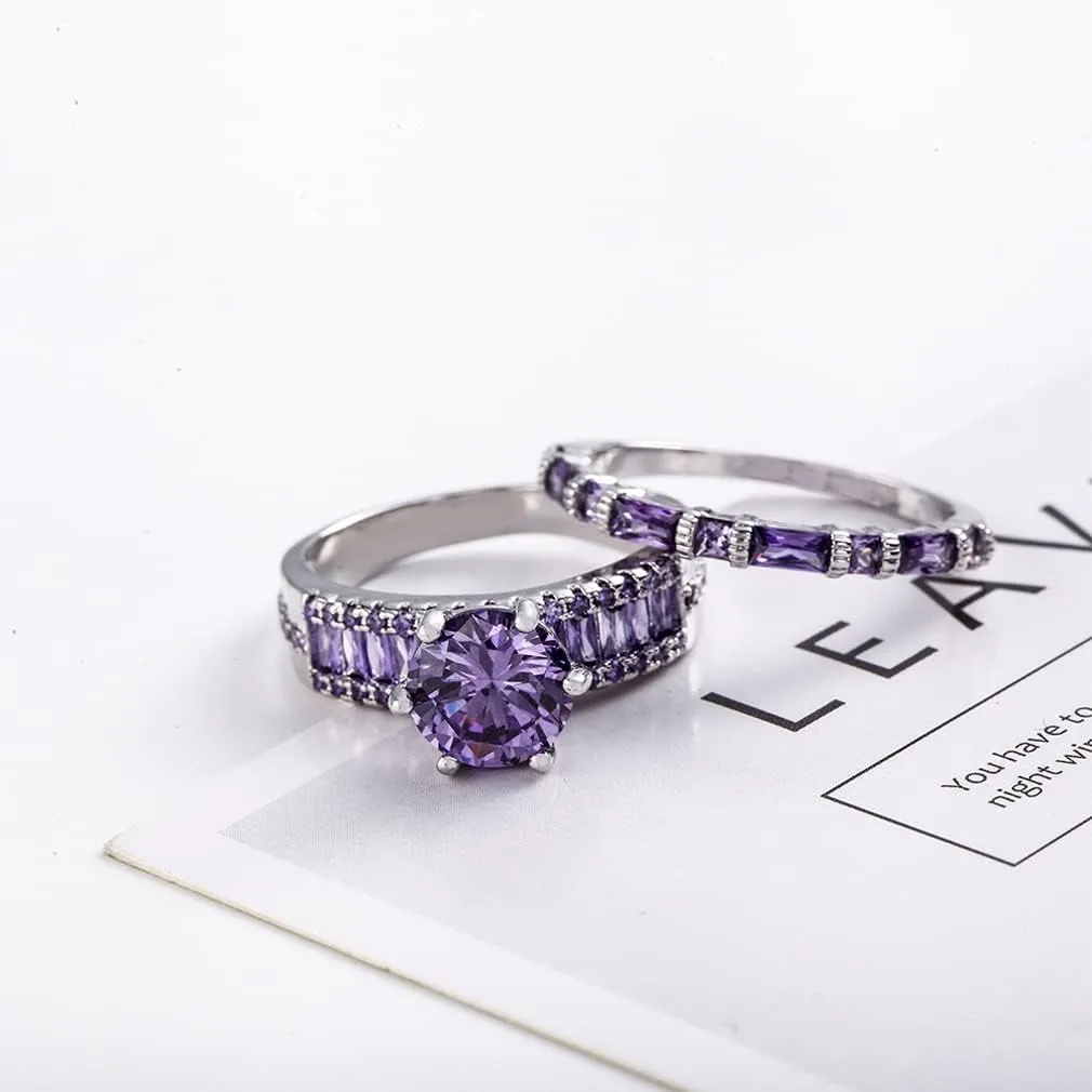 YAZILIND Couple Rings Simple Cubic Zirconia Band Ring Women and Men Valentine's Day Jewelry