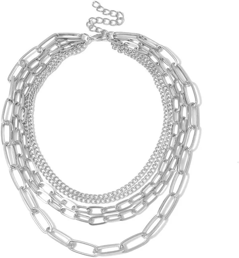 YERTTER Dainty Unique Punk Layering Chain Choker Necklace Boho Jewelry Set Layered Statement Chunky Chain Necklace for Women Manoho Charms Necklaces Jewelry