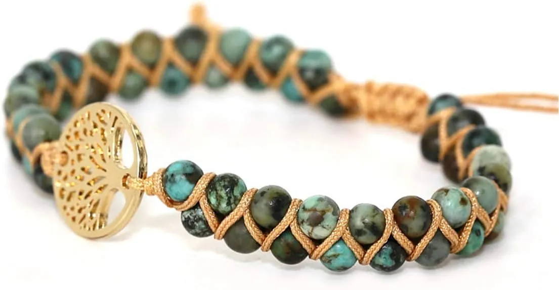 ZOSOJONA Boho Handmade Natural Stone Wrap Bracelets Turquoises Crystal Beads Bracelet Jewelry