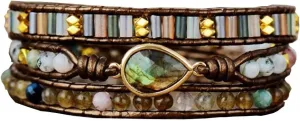 ZOSOJONA Boho Wrap Bracelets Natural Jasper Crystal Stone Variety Beads Strand Bracelet